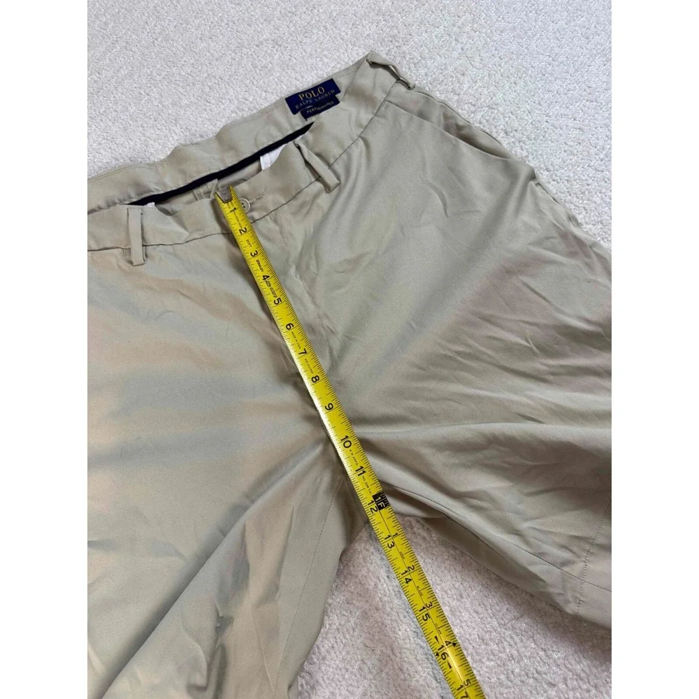 Polo Ralph Lauren Men Performance Stretch Mid Rise Zip Fly Beige Chino Shorts 34